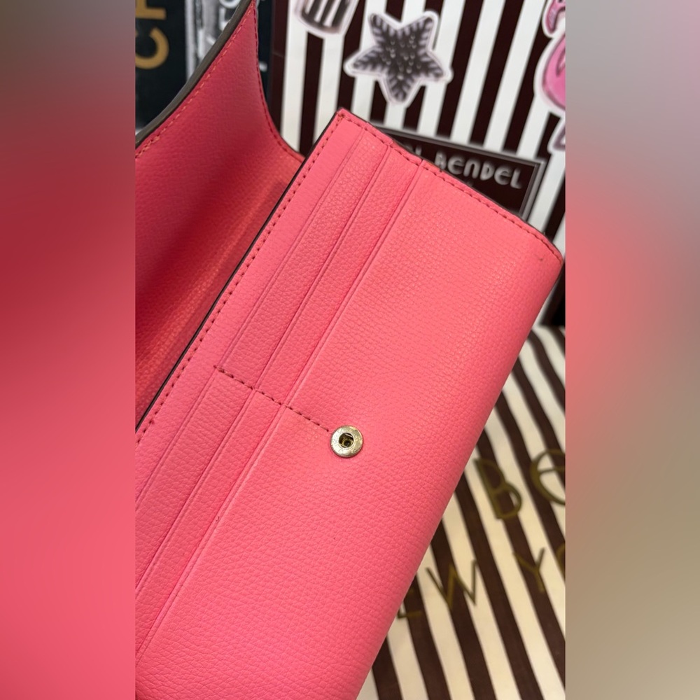 NWOT HENRI BENDEL Colorblock Leather Continental Wallet Pink Red Striped🩷❤️ - Picture 9 of 11